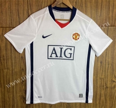 07-08  Retro Version Manchester United White Thailand Soccer Jersey AAA-SL
