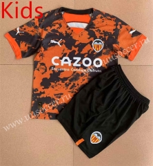 2023-24   concept version Valencia  Orange&Black Kid/Youth  Soccer Uniform-AY