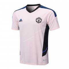 2022-23 Manchester United Pink Short-sleeved Thailand Soccer Tracksuit -815