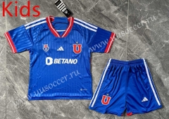 2023-24  Universidad de Chile Home Blue kids  Soccer Uniform-GB