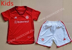 23-24 Brazil SC Internacional Home Red kids Soccer Uniform-8975