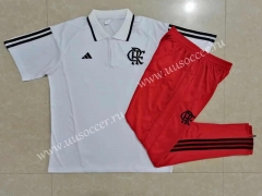 2023-24 Flamengo White Thailand Polo Uniform -815