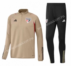 2023-24 Sao Paulo khaki Thailand Soccer Tracksuit Uniform-815