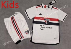 2023-24 São Paulo Away White kids Soccer Uniform-8423