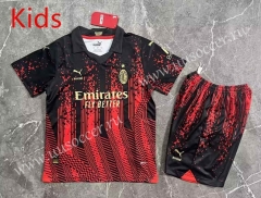 2023-24 AC Milan Home Red&Black Youth/Kids Soccer Uniform-8975