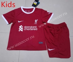 2023-24  Liverpool Home Red Thailand kids Soccer Uniform-507