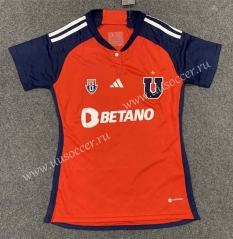 2023-24 Universidad de Chile Away Red Female Thailand Soccer Jersey-6032