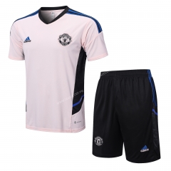 2022-23 Manchester United Pink Short-sleeved Thailand Soccer Tracksuit Uniform-815