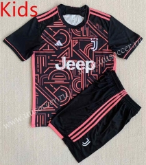 2023-24 concept version  Juventus Black& Pink  kids Soccer Uniform-AY