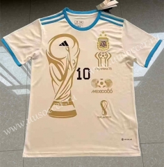 Commemorative edition of 10 champions  Argentina Yellow Thailand Soccer Jersey AAA-4952
