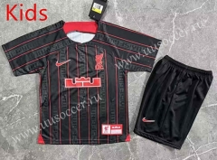 2023-24  joint name of james Liverpool Black&Red Thailand kids Soccer Uniform-8975