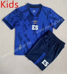 2023-24 El Salvador Home  Blue  Thailand  kids Soccer Uniform-AY