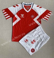 2023-24 Denmark Home Red  Soccer Uniform-AY