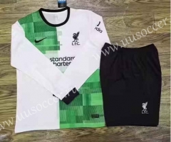 2023-24 Liverpool Away Green&White  LS Thailand Soccer Uniform-8381