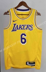 2023 NBA Lakers Yellow #6 Jersey-311