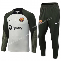 2023-24  Barcelona Light Gray Thailand Tracksuit Uniform-411