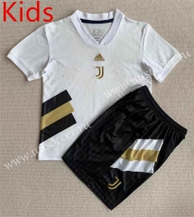 Retro version Juventus Black  Soccer kids  Uniform-AY