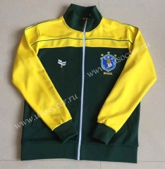 Retro Version 1982 Brazil Yellow&Green Thailand Soccer Jacket- 9171