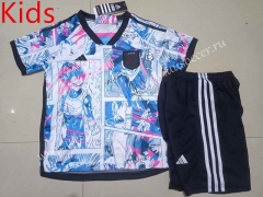 2023-24 animated version Japan White&Blue Kids/Youth Soccer Uniform-507