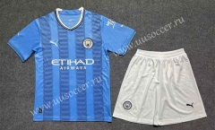 2023-24 Manchester City  Home Blue Soccer Uniform-6748