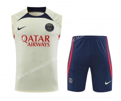 2023-24 Paris SG Yellow Thailand Soccer Vest Uniform-418