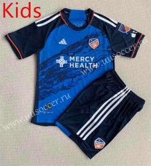 2023-24  FC Cincinnati Home Blue kids Soccer Uniform-XY