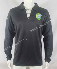 2004 Brazil Black LS Thailand Soccer Jersey AAA-503