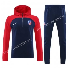2023-24 Atletico Madrid Royal Blue Thailand Soccer Tracksuit Uniform With Hat-7411
