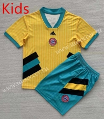 Retro Version  Bayern München Yellow Kids/Youth Soccer Uniform-AY