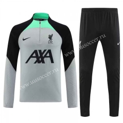 2023-24  Liverpool Light Gray  Thailand Soccer Tracksuit Uniform-7411