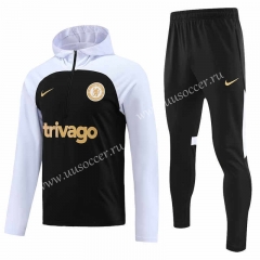2023-24 Chelsea Black Thailand Soccer Tracksuit Uniform With Hat-4627