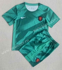 2023-24 Netherlands Goalkeeper Green Soccer Women Uniform-AY
