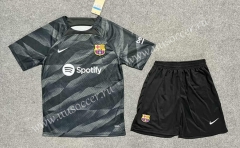 2023-24 Barcelona Goalkeeper Black&Gray Soccer Uniform-3454