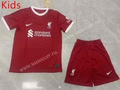 2023-24  Liverpool Home Red Thailand kids Soccer Uniform-1506