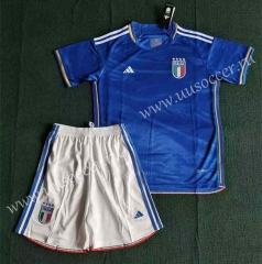 2023-24 Italy Home Blue  Soccer Uniform-3454