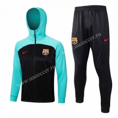 2022-23 Barcelona Emerald Blue Soccer Jacket Uniform With Hat-815