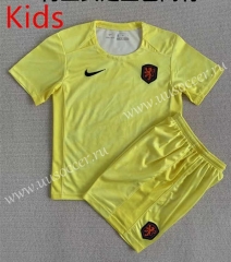 2023-24  Netherlands Goalkeeper Yellow kids Soccer Women Uniform--AY
