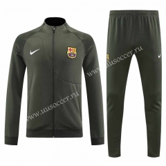 2023-24 Barcelona Green Soccer Jacket Uniform -4627