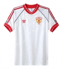 Retro Version  cup winners final 1991 Manchester United Away  White Thailand Soccer Jersey AAA-7505