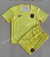 2023-24 Netherlands Goalkeeper Yellow Soccer Women Uniform-AY