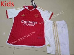 Correct Version 2023-24 Arsenal Home Red kids  Soccer Uniform-507