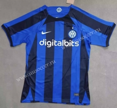 （with ads）2023-24 Inter Milan  Home Blaxk&Blue Thailand Soccer Jersey AAA-0871