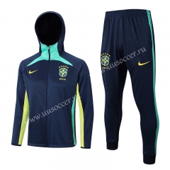2022-23 Brazil Royal Blue Soccer Jacket Uniform With Hat-815