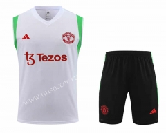 2023-24 Manchester United White Soccer Vest uniform-4627
