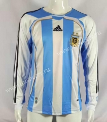 2006 Retro Version Argentina Home White&Blue LS Thailand Soccer Jersey AAA-503