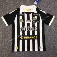 （with ads）2023-24  Santos FC Home Black&White Thailand Soccer Jersey AAA-417