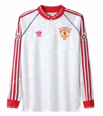 Vintage Cup Winners Cup Final 1991 Manchester United Away White Thailand LS Soccer Jeesey AAA-7505