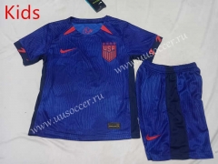 2023-24 USA  Away Blue Kids/Youth Soccer Uniform-507