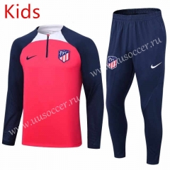 2023-24 Atletico Madrid Pink  Kids/Youth Soccer Tracksuit-411