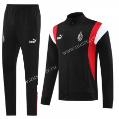 2023-24 AC Milan Black Soccer Jacket Uniform-LH